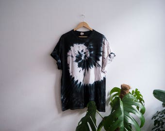 Organic Cotton Tee, Black Tie-Dye Shirt, indie, festival, hippie, tumblr