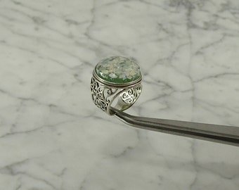 Sterling Silver Roman Glass Ring (size8)