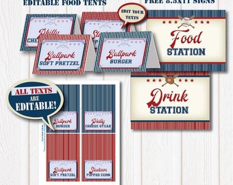 Baseball food labels | Etsy