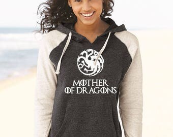 Mother of Dragons Sweater - Game of Thrones Shirt - TV and Movie Shirts - Khaleesi Daenerys Targaryen High Quality Super Soft Raglan Hoodie