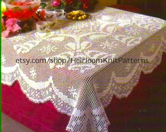 Christmas Filet Crochet Tablecloth Pattern Bells and Bows Filet Crochet Pattern Christmas Ornaments Instant Digital Download PDF - 2201