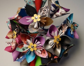 Origami paper flower bouquet