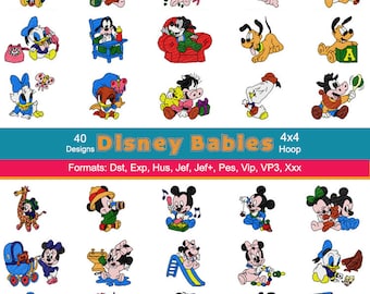 40 Disney Babies Mickey Minnie and Friends Machine Embroidery Designs