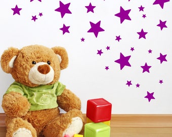 62 Mix size Stars Wall Stickers Kid Decal Art Nursery Bedroom Vinyl Decoration