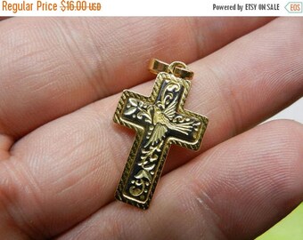 Summer Sale Vintage Damascene Cross Pendant