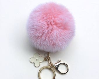 New Summer Collection Neon fur pom pom keychain bag charm