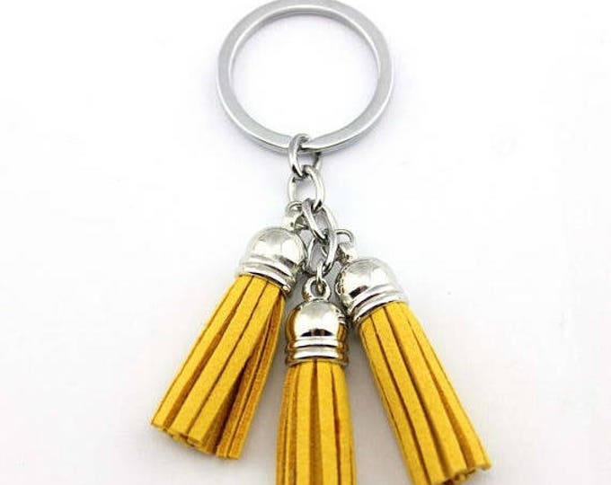 Sunny Yellow Tassel keychain, clip on tassel, clip on bag charm, tassel charm with lobster clasp, swivel tassel keychain 3 piece tassel frin