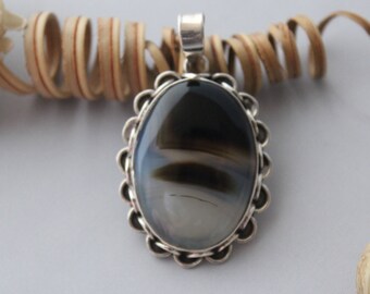 Beautiful shaded Black Onyx Pendant