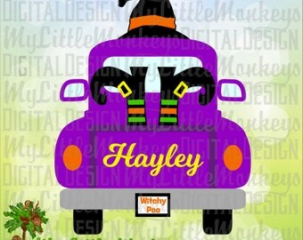 Truck SVG ~ Witch Hat SVG ~ Vintage Truck svg ~ Witch Shoes ~ Kids svg ~ Halloween svg ~ Commercial Use SVG ~ Clipart ~ Cut File eps dxf png