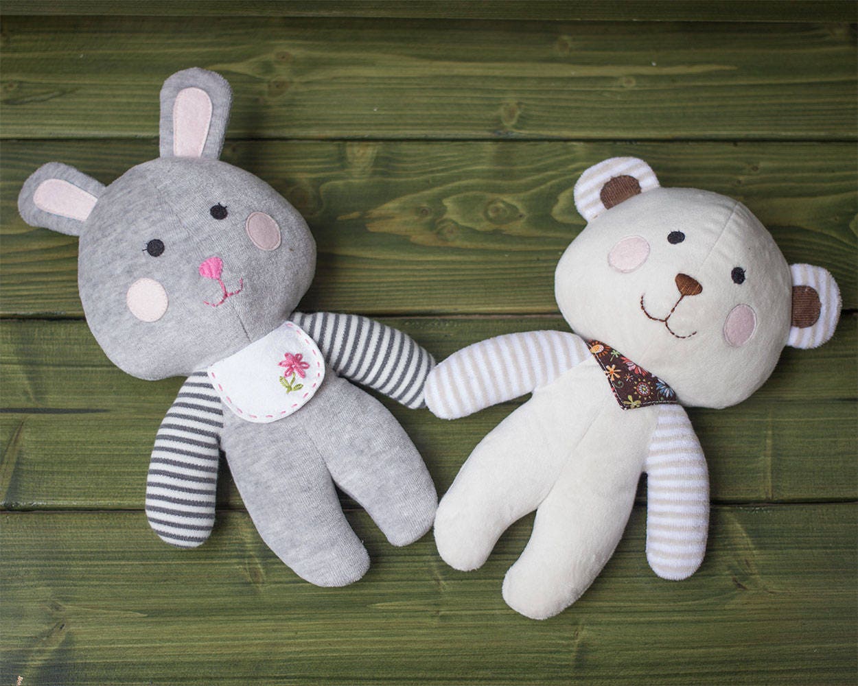 easy stuffed bear and bunny pdf sewing pattern tutorial