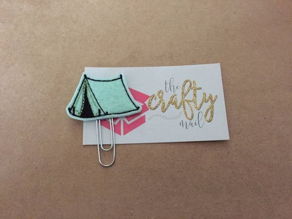 Mint tent Clip/Planner Clip/Bookmark. Camping planner clip