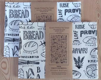 Baking - screen-printed tea towel (cream or white)