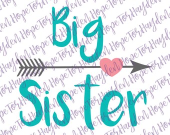 Big sister SVG; Big sis arrow; Baby announcement SVG