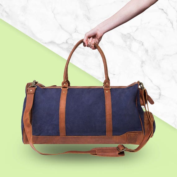 blue holdall bag