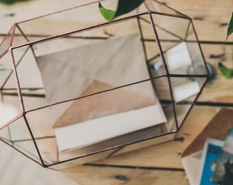 Large Wedding Card Holder Glass Box Mailbox Geometric Terrarium Geometric wedding card box Wedding decor Card Box Cartes de mariage Copper