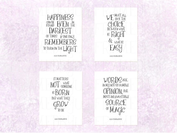 albus dumbledore quote set of 4 harry potter nursery art movie