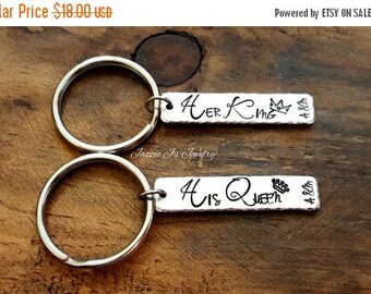 Her King His Queen Keychain Set, Couples Her All His Only Keychains, Couples Gift Set, Gift For Him, Gift For Her, Matching Couple Keychain