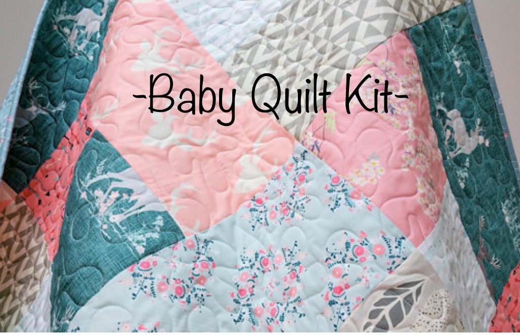 baby quilt kit shower Woodland Quilt Cut Nursery Kit, Baby Quilting Girl Pre