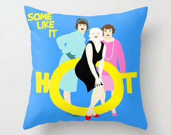 Some like it hot pillow cover-Marilyn Monroe pillow-Blonde bombshell decor-Blue cushion -Classic cinema decor-Cinema lover gift-Colourful