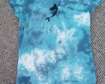 Tie Dyed Mermaid Stenciled T-shirt