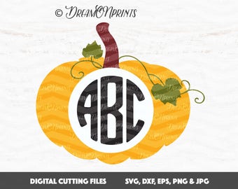 Pumpkin Svg, Pumpkin Monogram Svg, Jack O Lantern Svg, Monogram Svg, Halloween Svg Thanksgiving, Monogram Frames Cut Files SVDP335