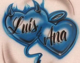 Couples shirt, airbrush shirt, gift for her, parchen pullover, wedding gift, his and her shirts, custom couples shirt, matching shirts
