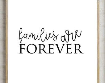 Families are forever printable wall art Black white Chalkboard