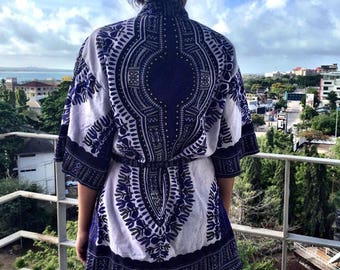 ROBE TRADITIONNELLE CAFTAN DASHIKI AFRICAIN - Broderie Riche Sur Bazin - Taille L - Neuf