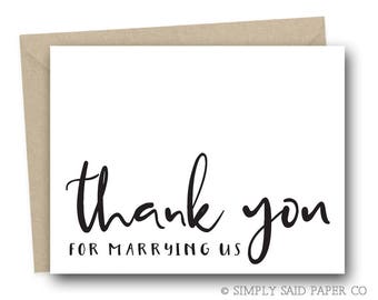 Wedding Day Note Card - Thank You For Marrying Us