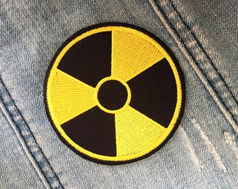 Nuclear Radioactive Yellow Black Round Logo Sew or IRON ON PATCHES Bag Hat Clothing Patch Applique Embroidered Diy