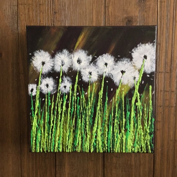 Dandelion Canvas Art Wall Art Dandelion Painting 8 x 8