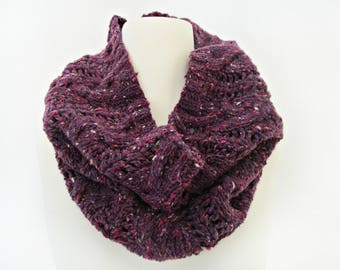 Gift for women knit scarfs for girls plum knit scarf knit cowl scarf Oversized knit cowl for women Infinity circle scarf Crocheted scarves