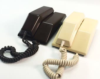 Retro Contempra Rotary Telephone in Beige Ivory or Chocolate Brown Phone