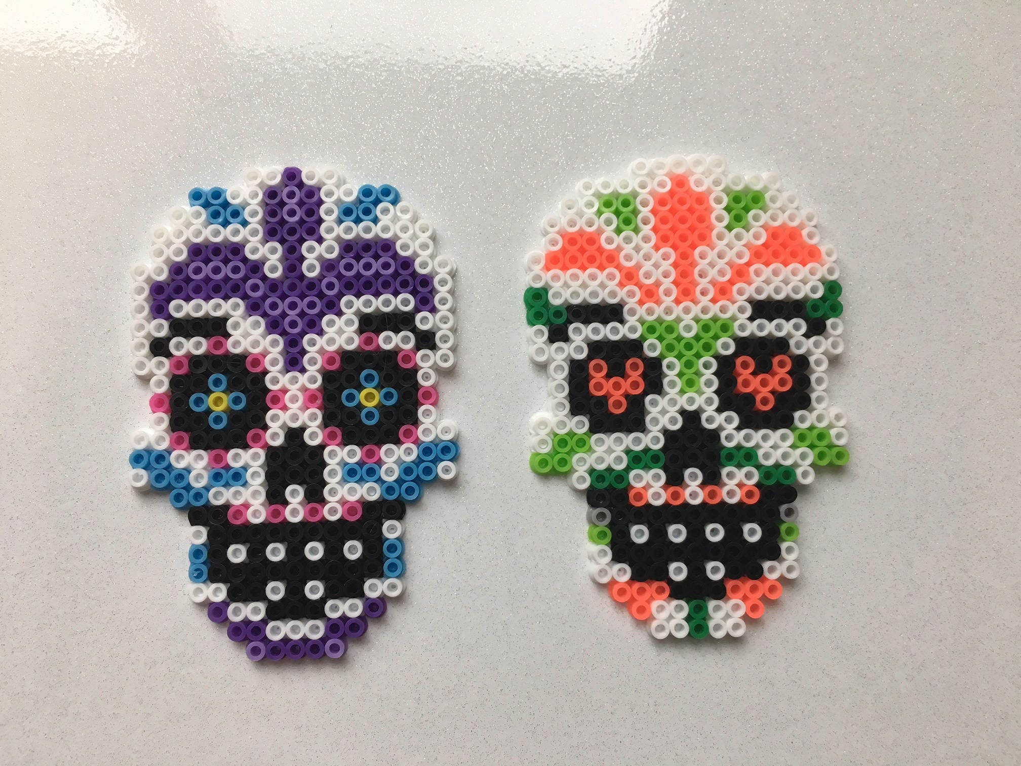 Sugar Skull Mini Perler Bead Magnets