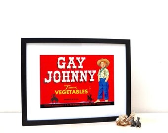 Gay Johnny - 1950's American fruit crate label print
