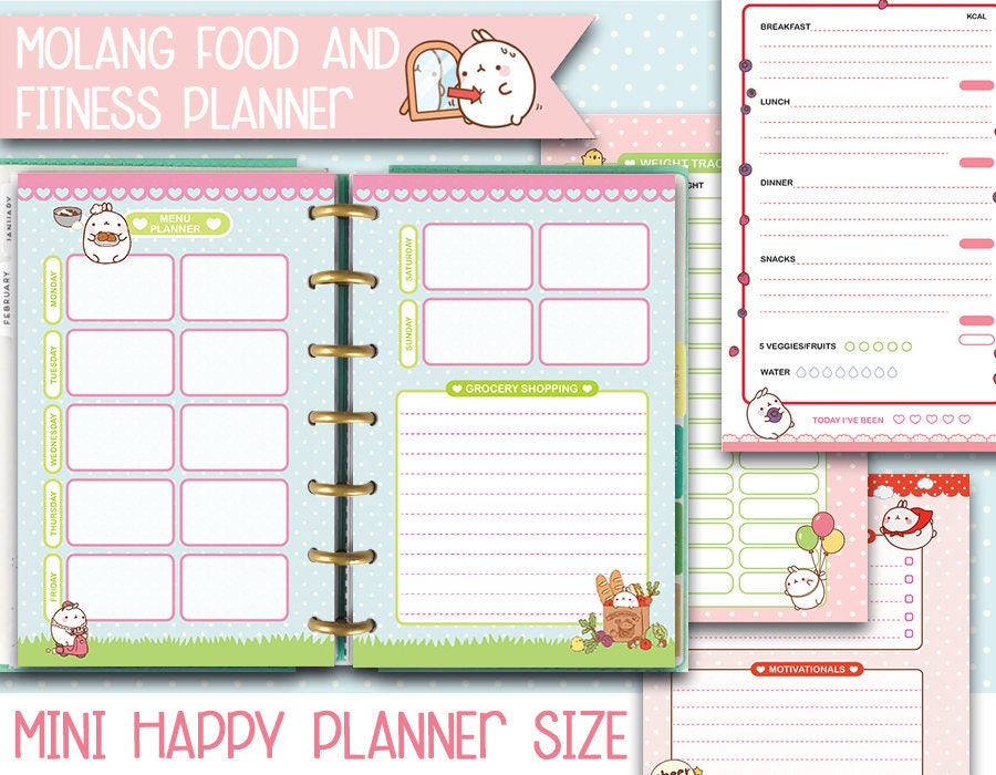 Mini Happy Planner Inserts Molang Health And Fitness Printable