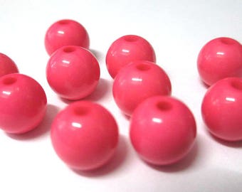 10 10mm pink acrylic beads