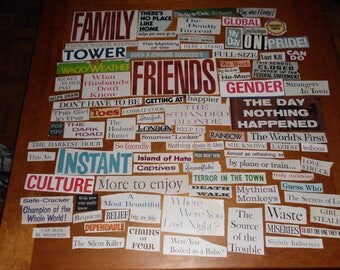 Ephemera Pack 91 Words Phrases Eclectic and Unique Unusual Mix 3" to 8" Some Big Ones