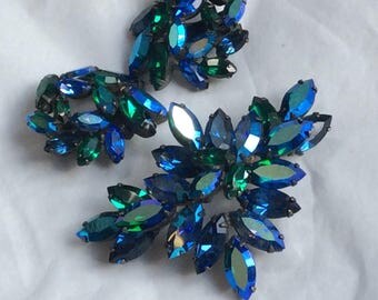 Regency brooch and large clip on earrings