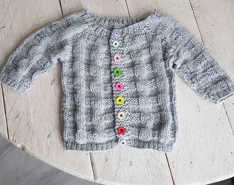 Knitted baby Cardigan with diced motif size 68