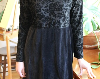 Black Velvet Rose Babydoll Dress