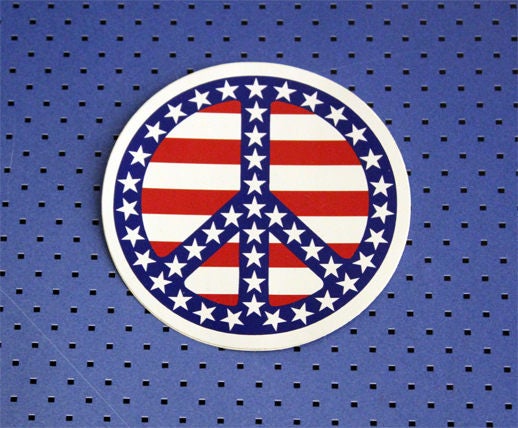 Peace Sign American Flag Bumper Sticker