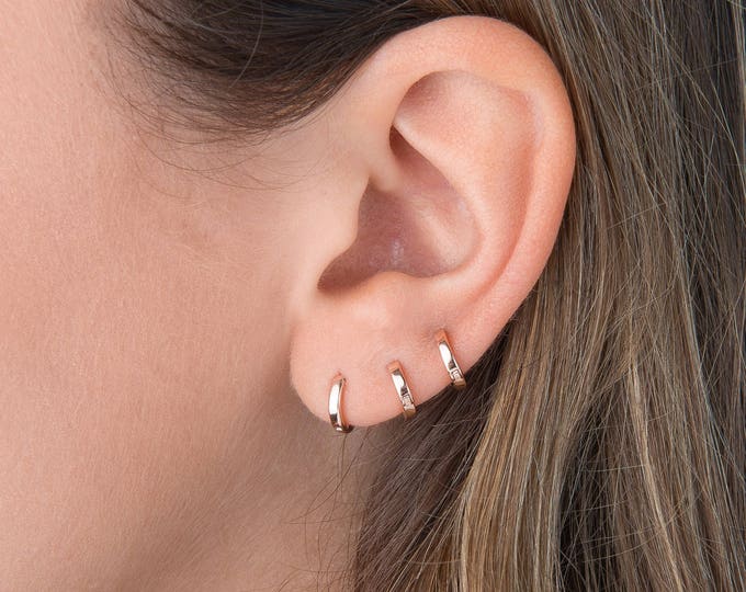 Small Huggie Earrings. Small Hoops Earrings for Cartilage. Tragus. Ear Lobe Hoops Minimalist Earrings