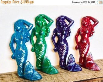 ON SALE Cast Iron Mermaid Wall Hook - Mermaid Bathroom Decor - Mermaid Bedroom Decor - Mermaid Wall Decor - Beach Bathroom - Nautical Nurser
