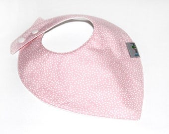 Baby bib Bandana - Lange & pink dots pattern cotton fabric - clip snap