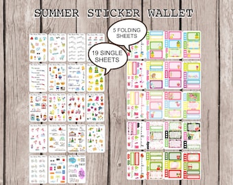 SUMMER STICKER WALLET | perfect for all planners such as Happy Planner, Erin Condren Life Planner, Personal Planners Travelers Notebook