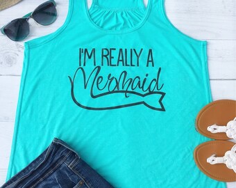 Mermaid Shirt, Beach Tank Top, Boating Gifts, Summer Outdoors, Womens Boat Shirt, sailing shirt, Mint Green, Beach Cover Up, S-XXL, FL11B