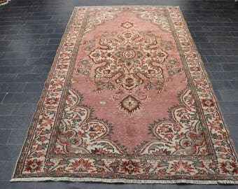 Bohemian Rug, Turkish Rug, 5 x 8.9 FREE SHIPPING Tradational Rug Handknotted Oushak Rug Vintage Rug Soft Rug Floor Handmade Wool Rug No 627