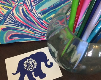 Lilly Pulitzer Inspired Elephant Monogram Decal