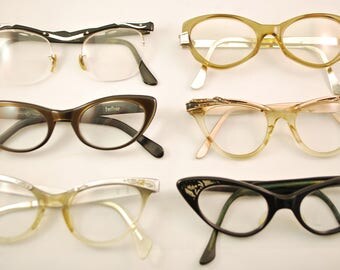 SET of 6 Vintage CAT EYE Eyeglasses (lot 150)